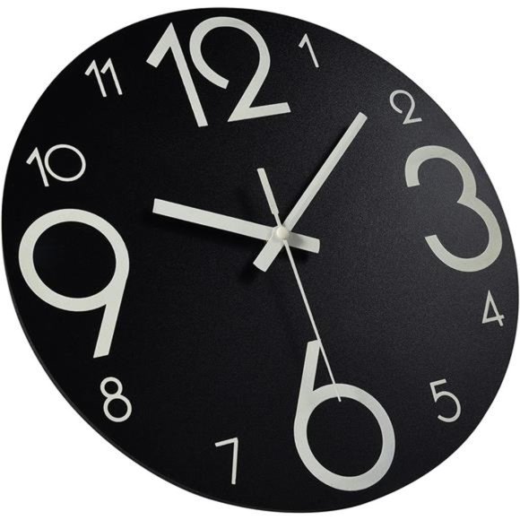 Luminous Wall Clocks - 12'' Non-Ticking Silent Wooden Clock with Night Light - Picture 4 of 5